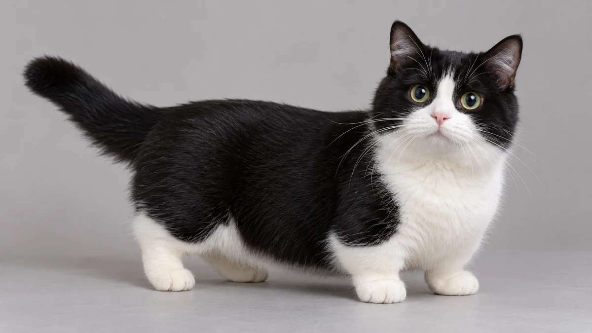 Munchkin Kedisi kedi — tek renk (siyah/beyaz)