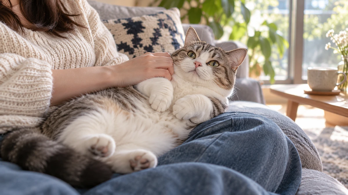 Munchkin Kedisi kedi — sahibinin kucağında