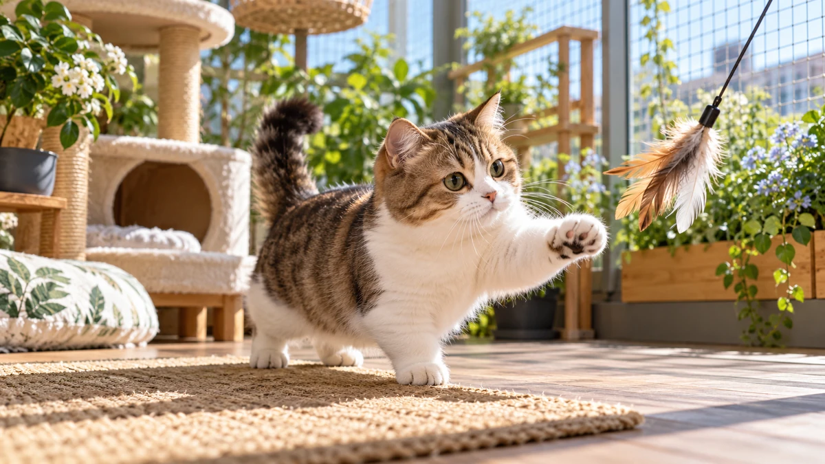 Munchkin Kedisi kedi — oyun ve egzersiz anı